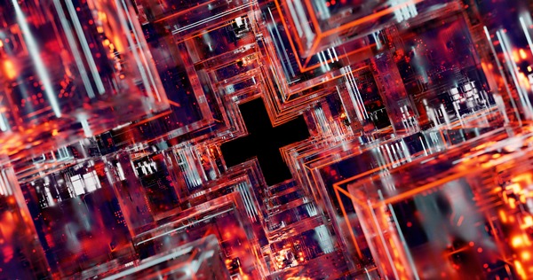 Red abstract light lines