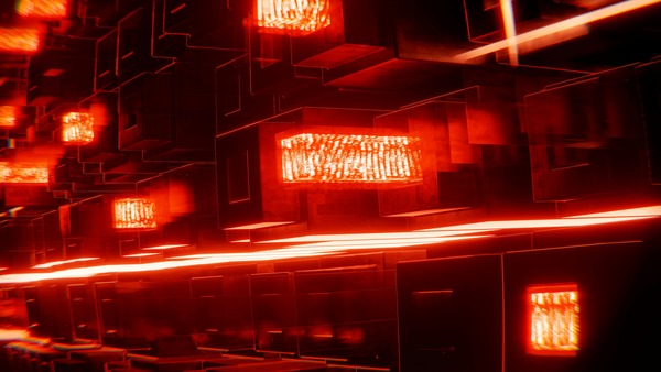 Red neon digital structures